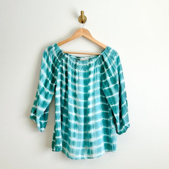 Lovestitch Tie Dye Off Shoulder Blouse Green S $65 - Picture 1 of 9